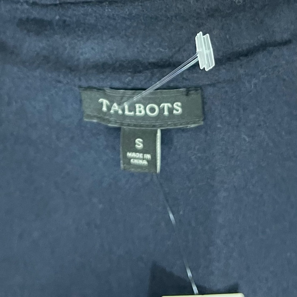 Talbots Double Faced Open Vest Long Shawl Collar Tan/Blue Wool Blend Size S‎ - Picture 8 of 10